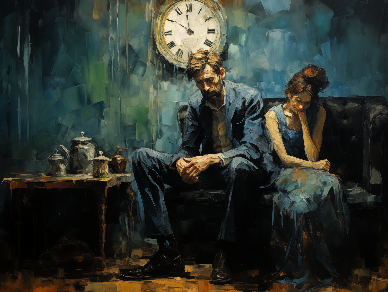 ai generated, woman, man, couple, relationship, decay, dilapidated, abandoned, rot, building, house, sick, painting, sad, sadness, depression, emotions, sick, sadness, sadness, sadness, sadness, sadness